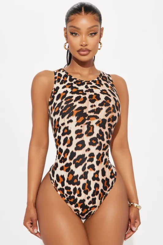 Leah Leopard Yummy Bodysuit - Leopard sold by Fashion Nova