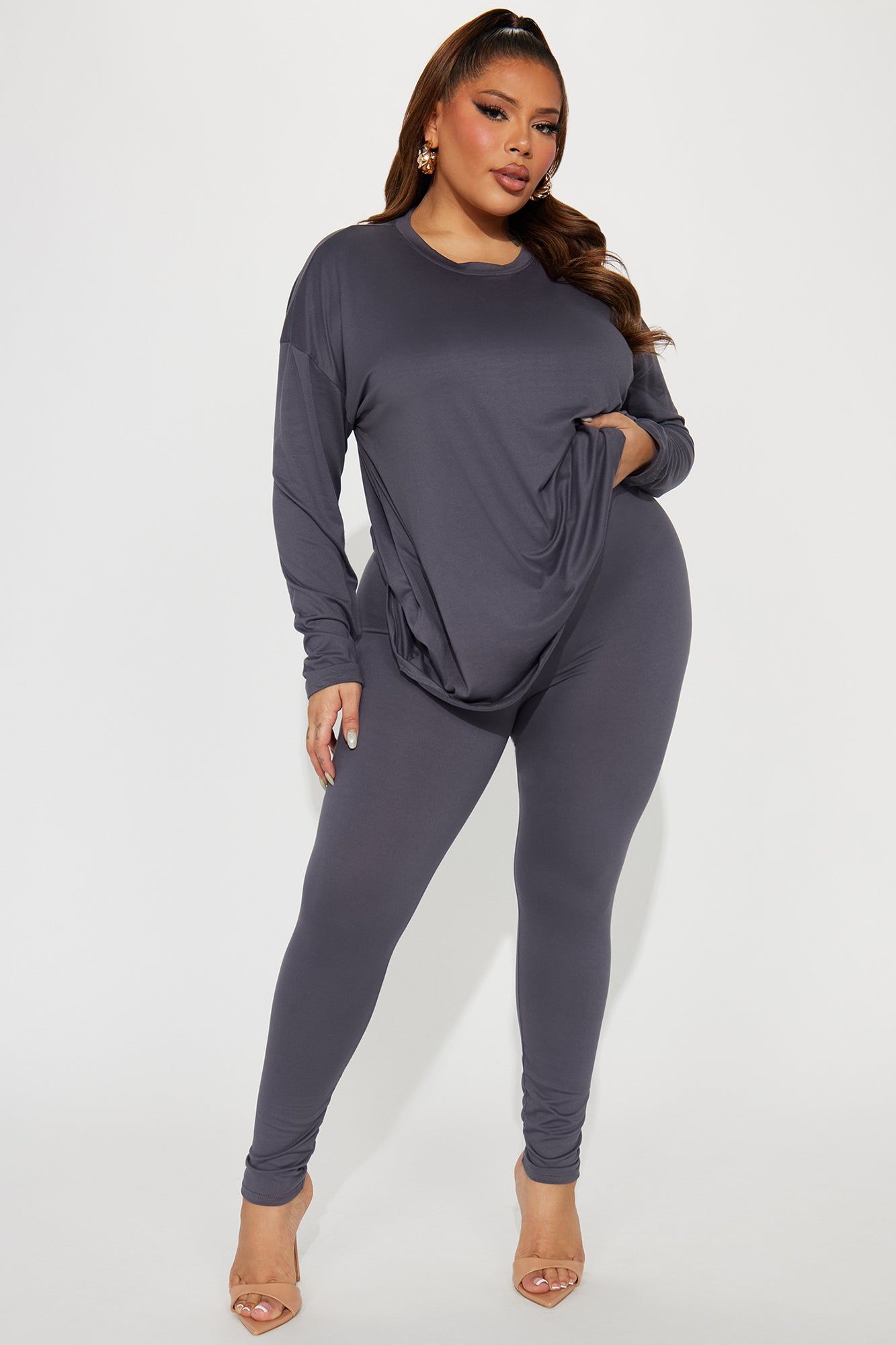 Weekend Vibes Long Sleeve Set - Charcoal sold by Fashion Nova product image thumbnail 4