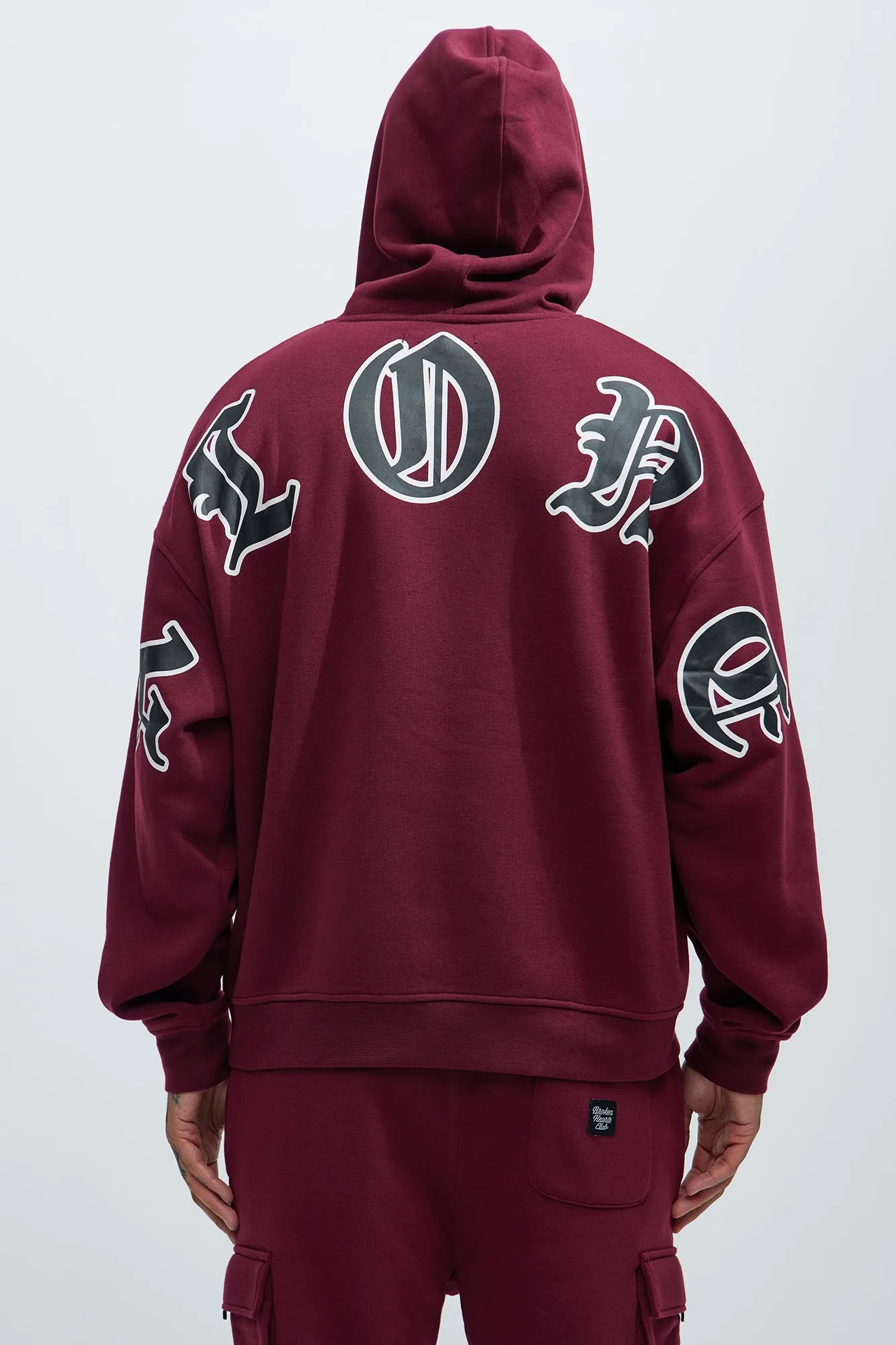 Never Alone Hoodie - Burgundy sold by Fashion Nova