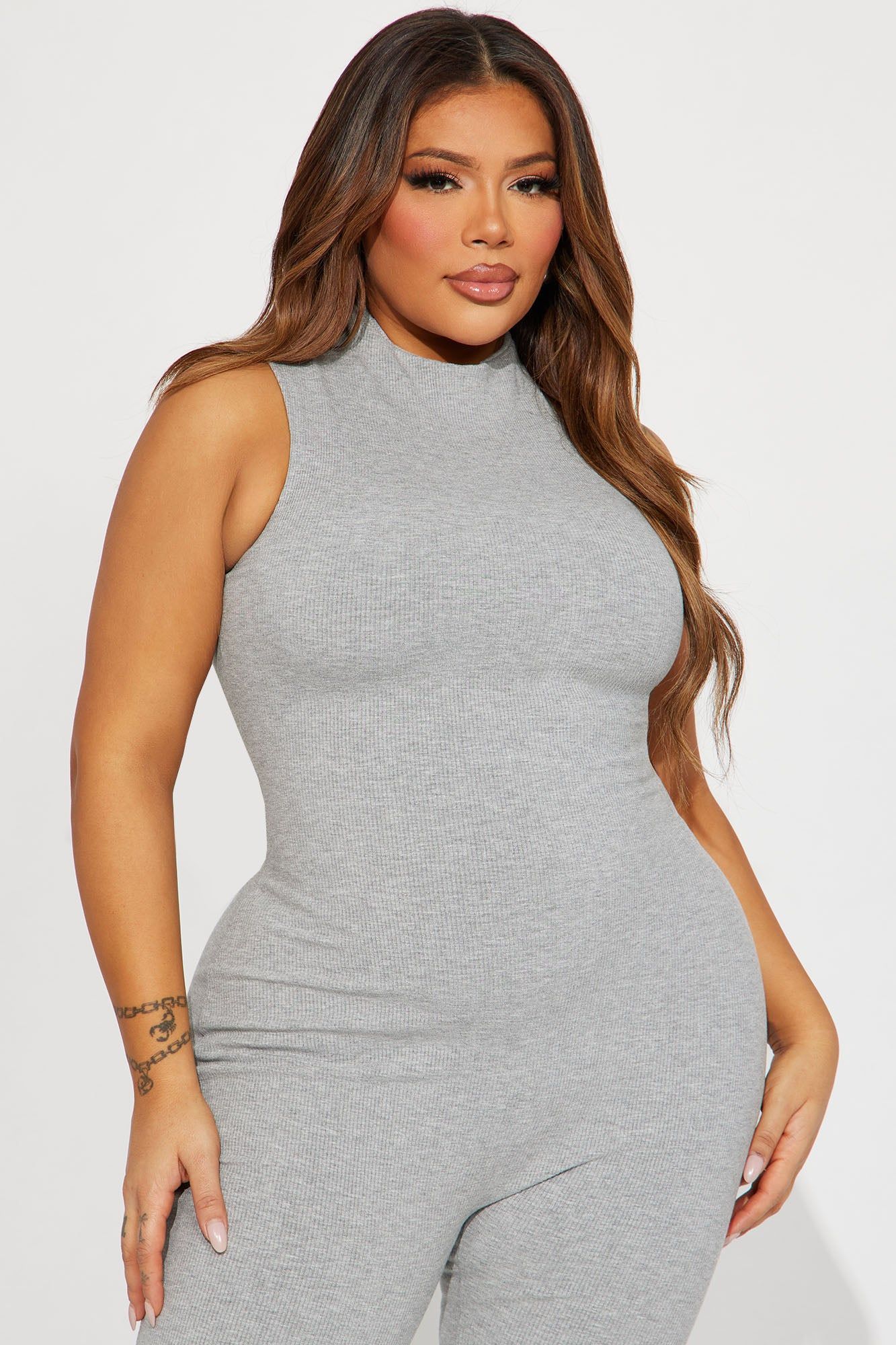Amber Snatched Flare Jumpsuit - Heather Grey sold by Fashion Nova product image thumbnail 5