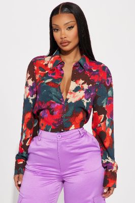 Cecilia Floral Shirt - Multi Color sold by Fashion Nova