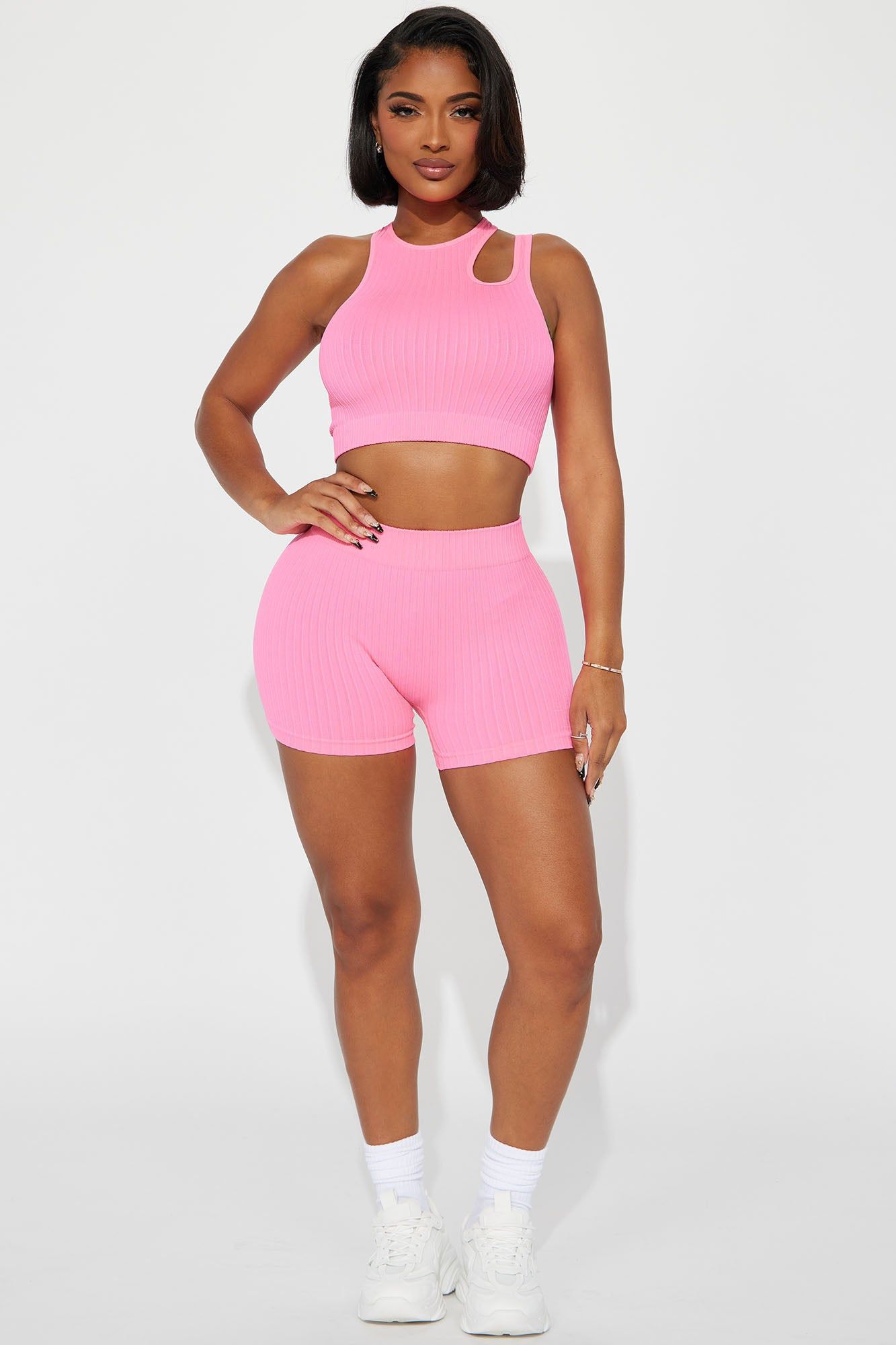 Can't Cut Me Off Short Set - Neon Pink sold by Fashion Nova