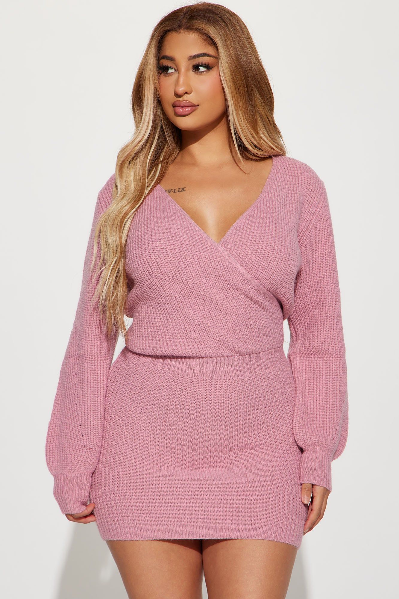 Katy Sweater Mini Dress - Mauve sold by Fashion Nova product image thumbnail 2