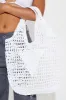 Triangle Crochet Tote Handbag - White sold by Fashion Nova
