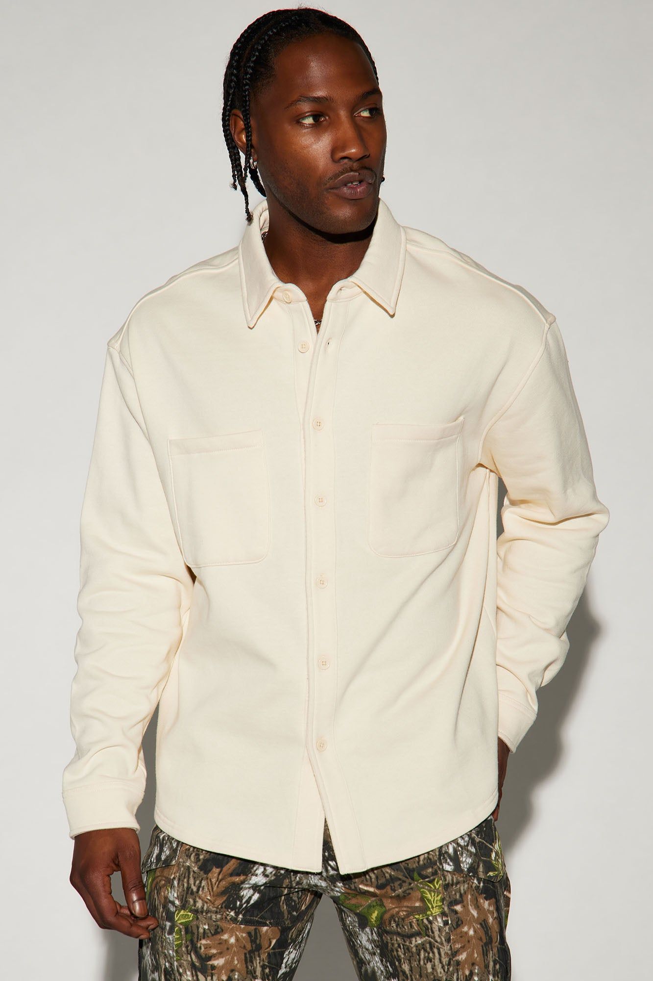 Tyson Fleece Shacket - Cream sold by Fashion Nova