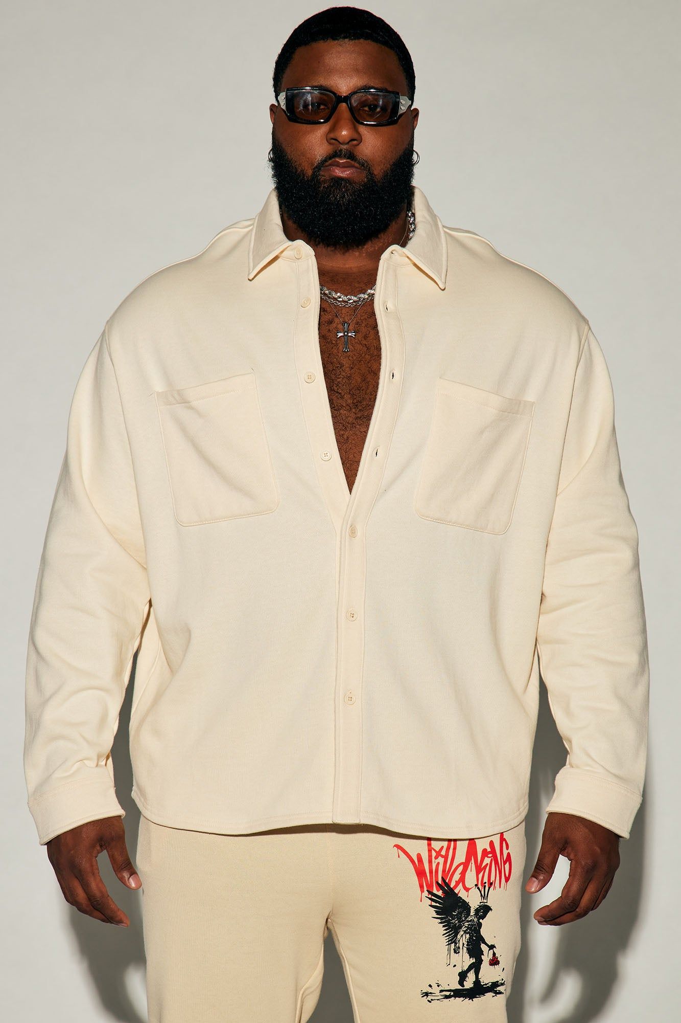 Tyson Fleece Shacket - Cream sold by Fashion Nova product image thumbnail 5