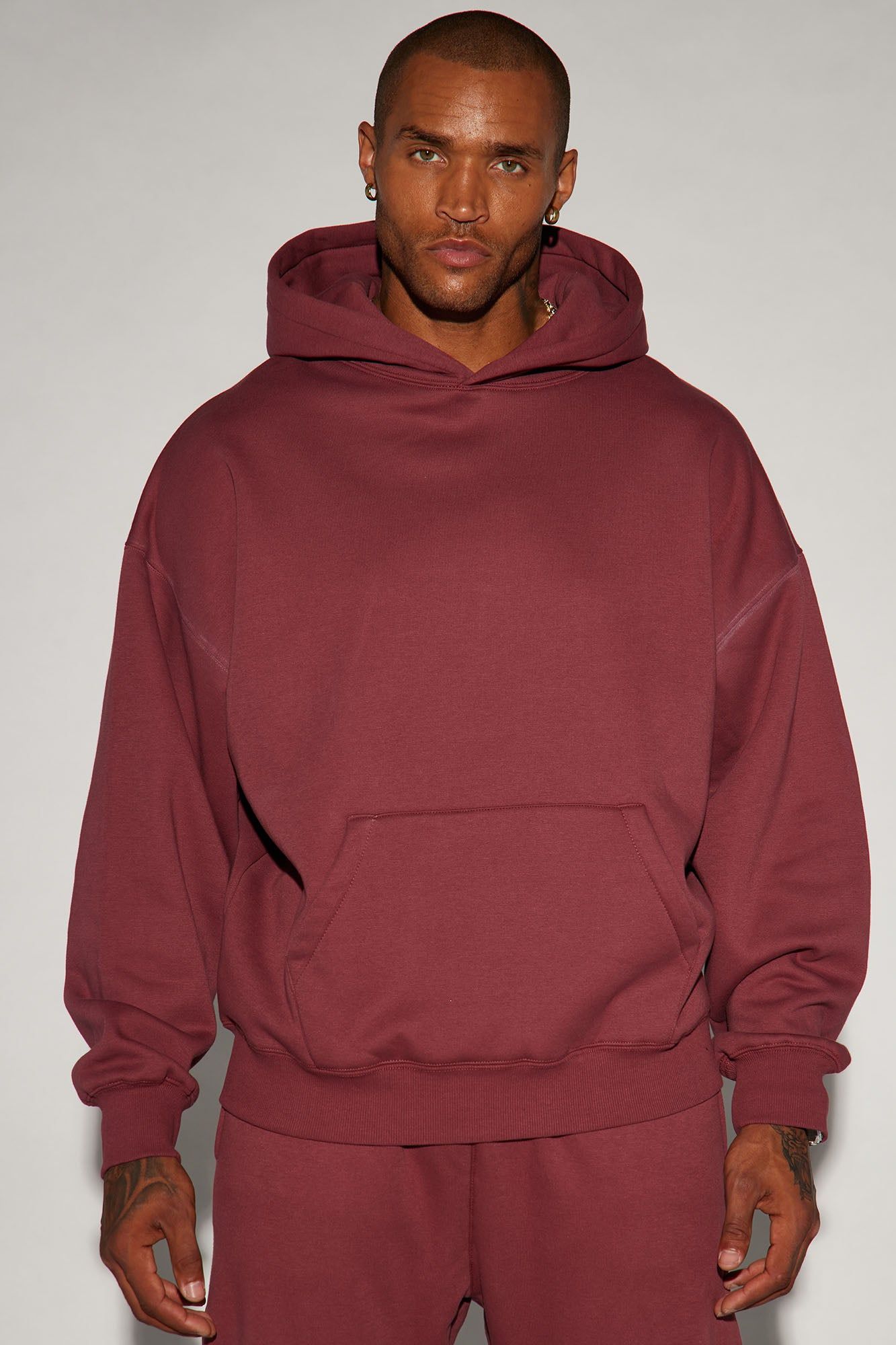 Tyson Oversized Heavyweight Hoodie - Burgundy sold by Fashion Nova