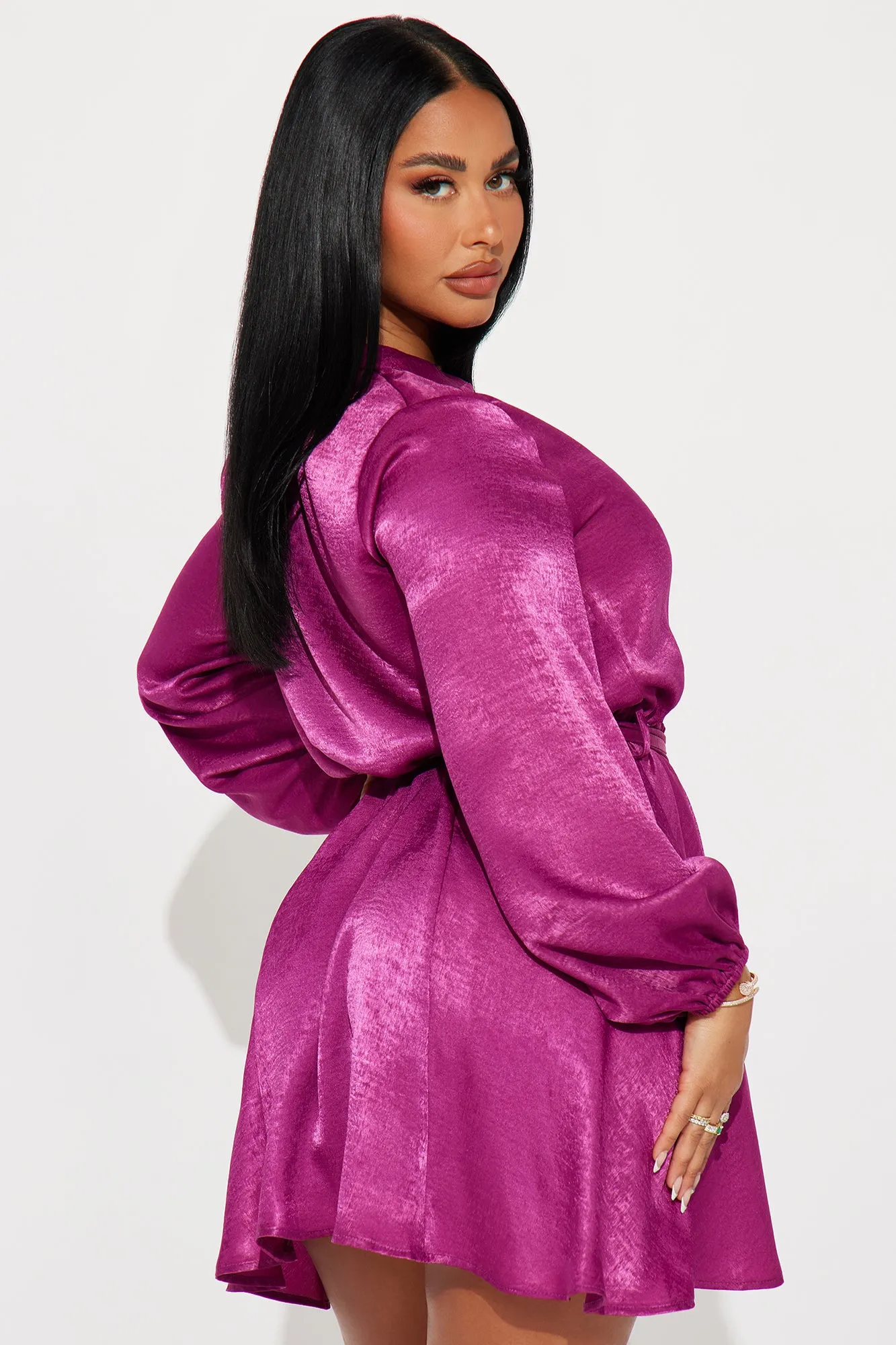 Boardroom Beauty Mini Shirt Dress - Raspberry sold by Fashion Nova product image thumbnail 3