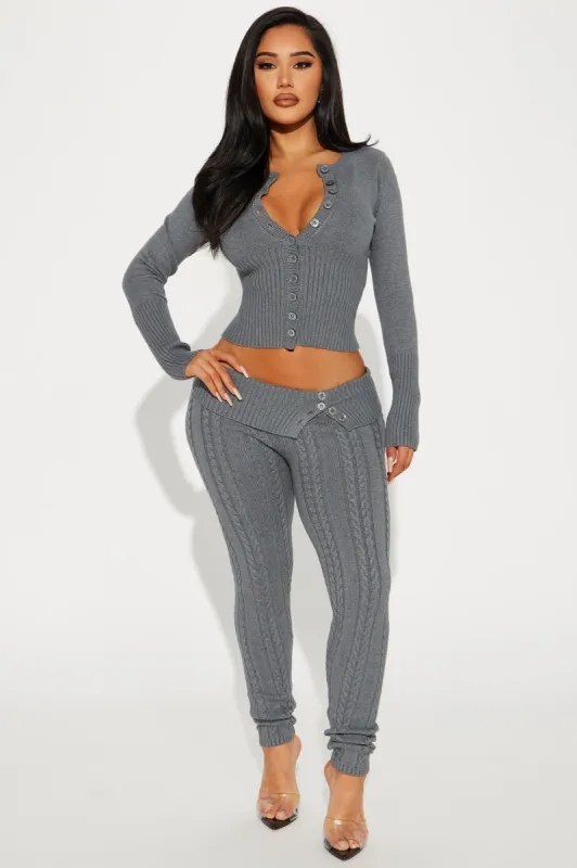 Positive Energy Sweater Legging Set - Charcoal sold by Fashion Nova