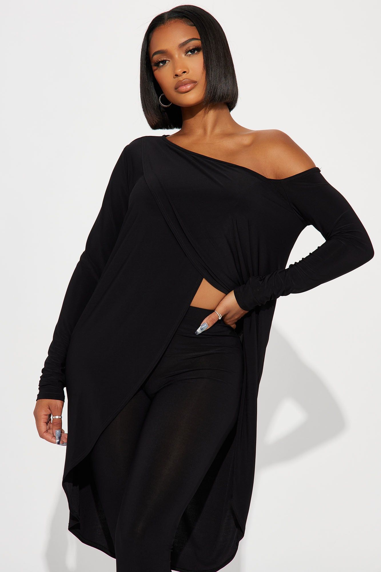 Talk To Me Off shoulder Legging Set - Black sold by Fashion Nova product image thumbnail 2