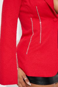 Have The Edge Rhinestone Blazer - Red sold by Fashion Nova