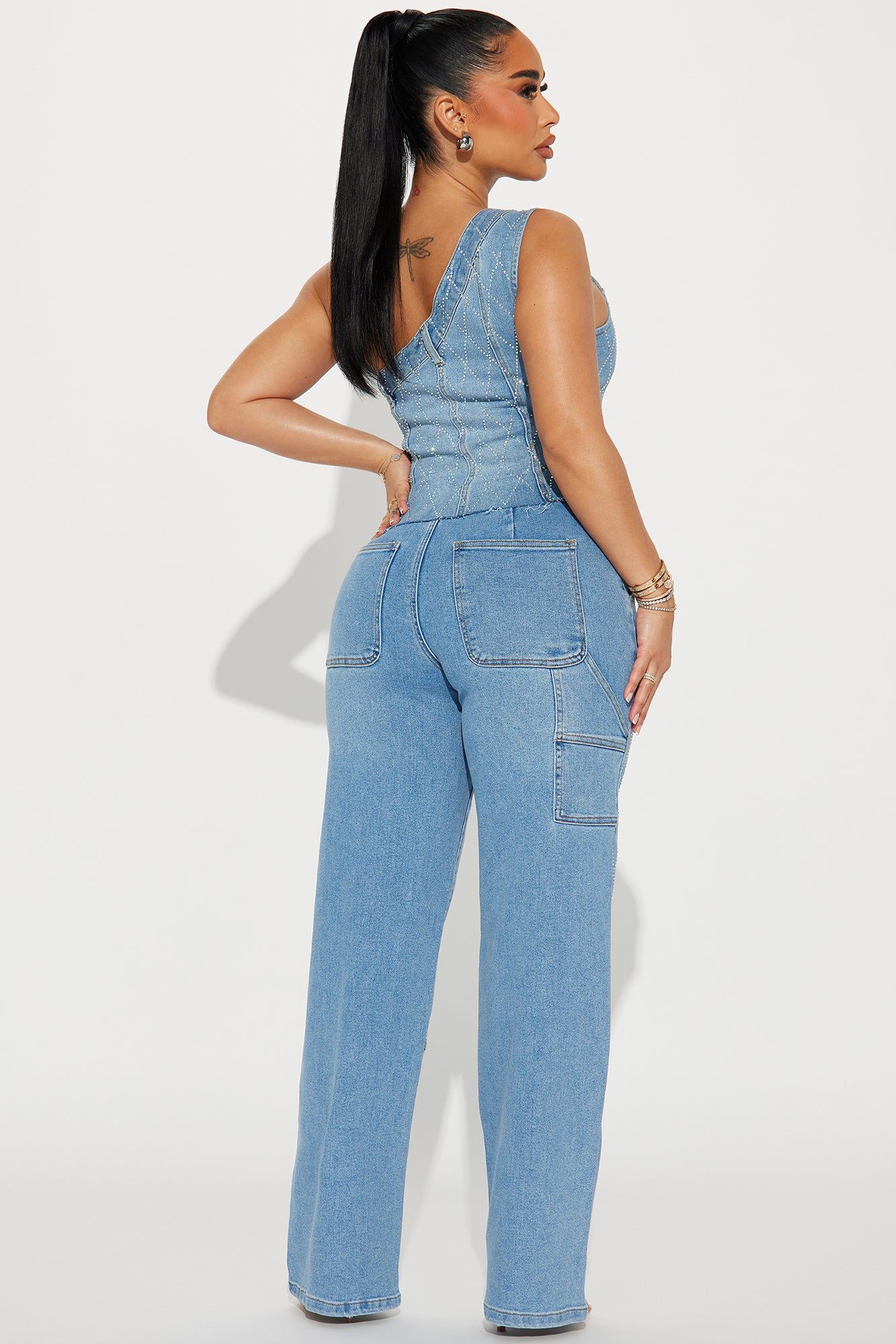 Carelessly Me Rhinestone Denim Pant Set - Medium Wash sold by Fashion Nova product image thumbnail 4