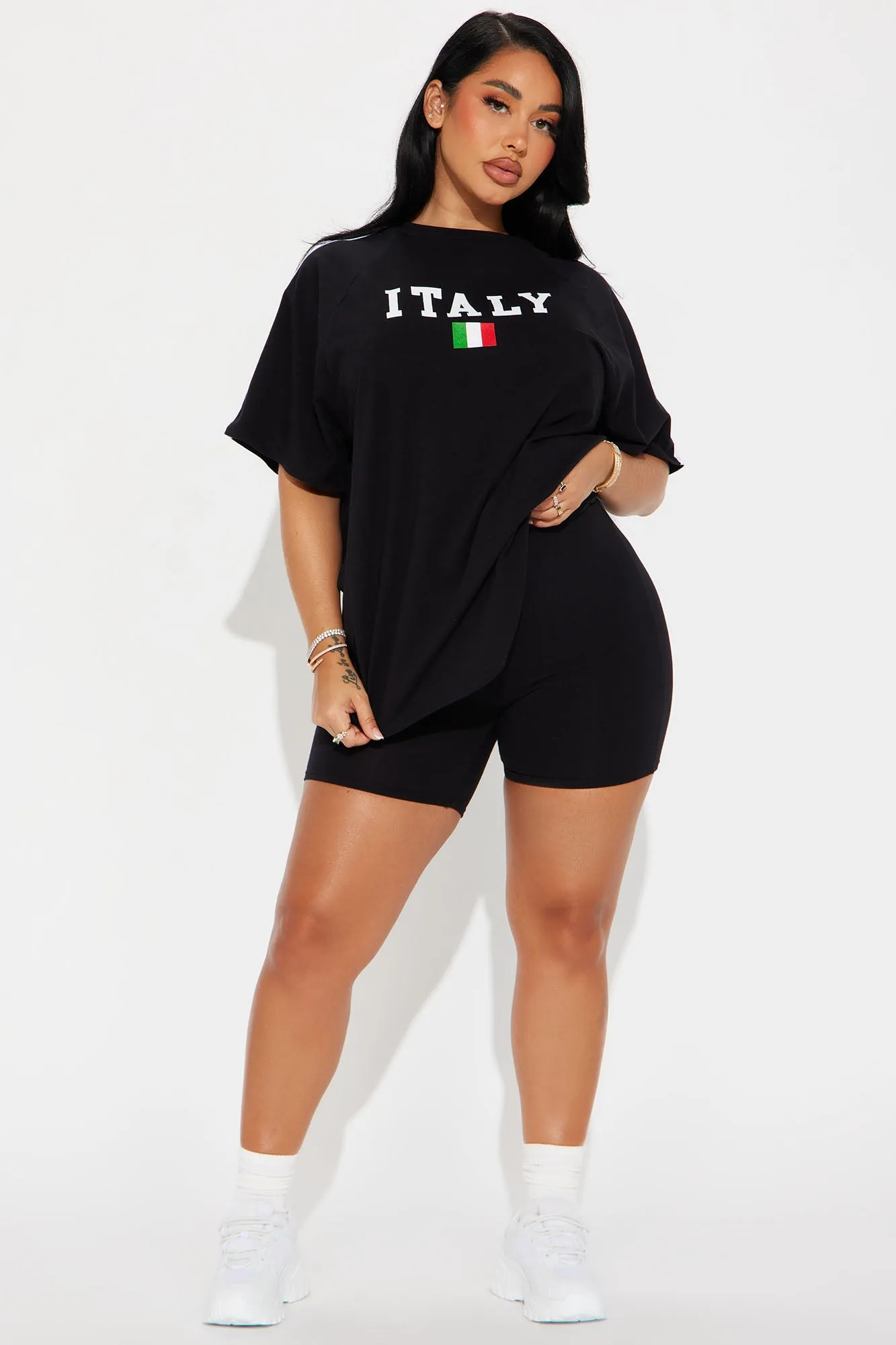 Italy Babe Biker Short Set - Black sold by Fashion Nova