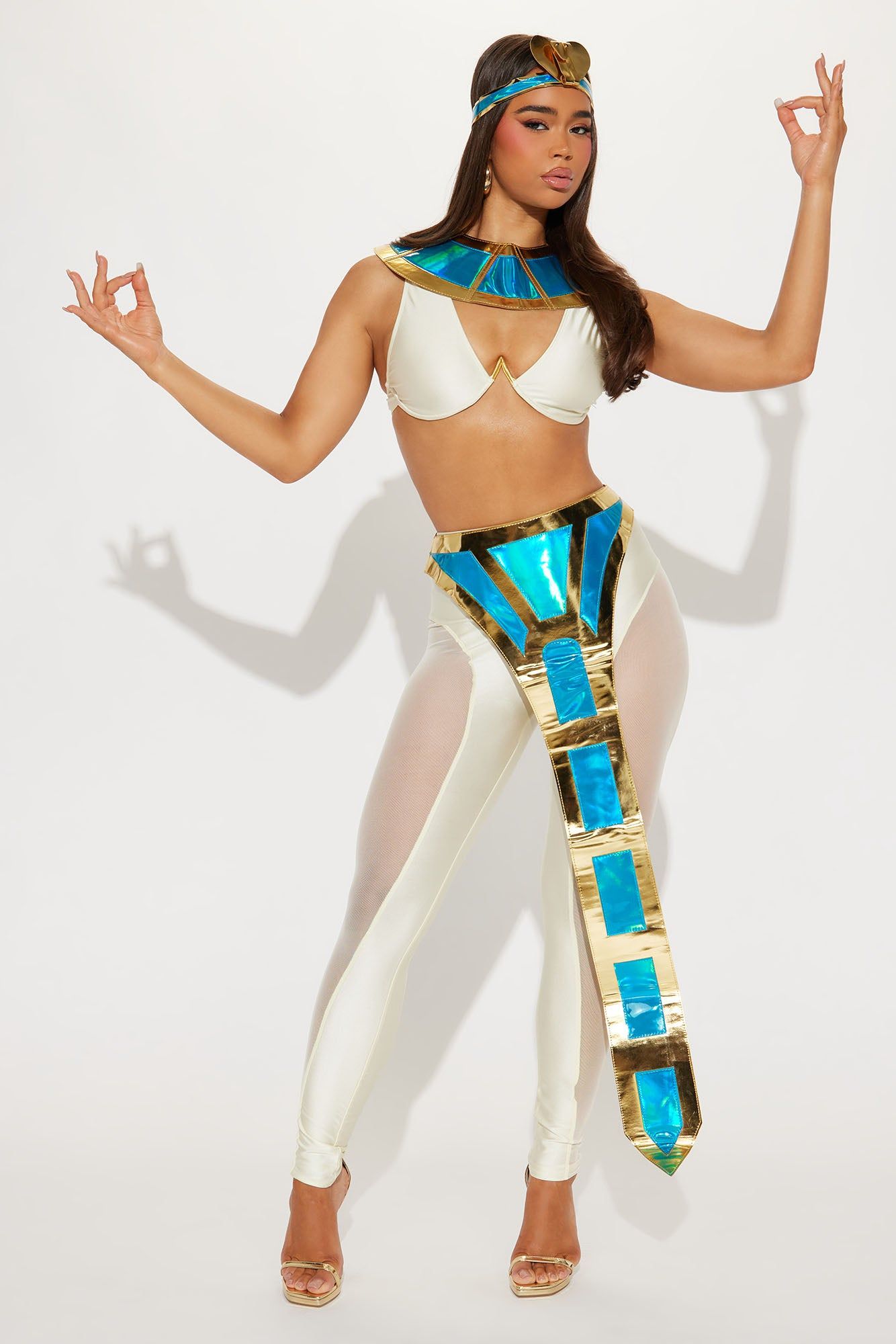 Ruler Of The Nile Pharaoh 5 Piece Costume Set - White/combo sold by Fashion Nova