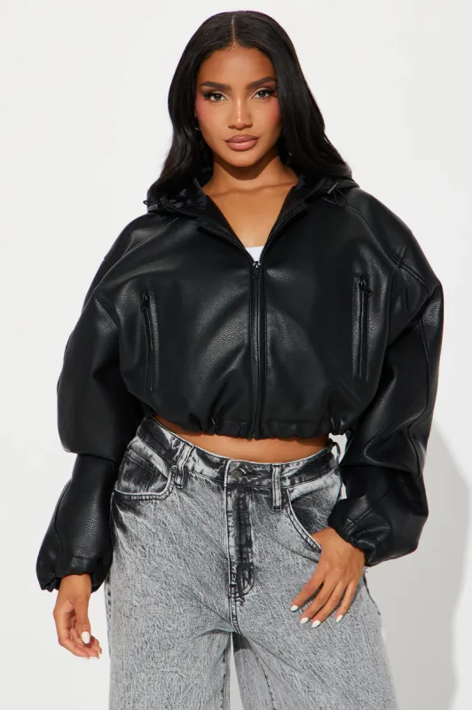 Young Mogul Faux Leather Jacket - Black sold by Fashion Nova