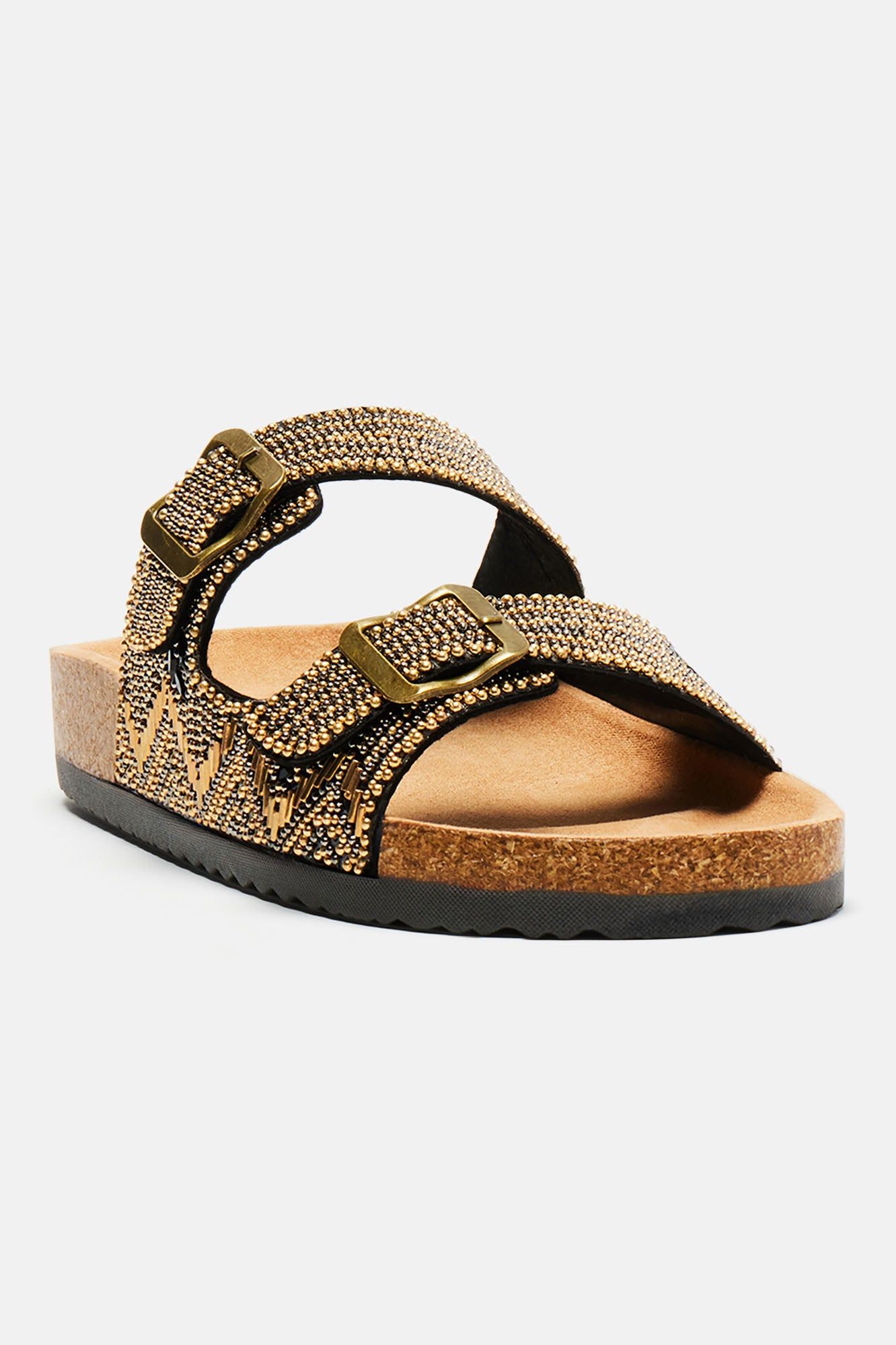 Alina Beaded Flat Sandals - Gold sold by Fashion Nova