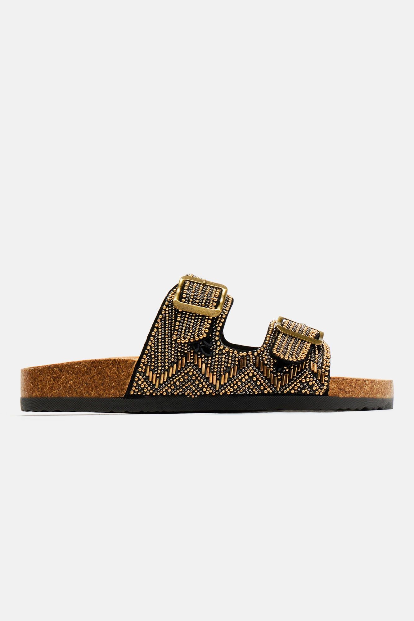 Alina Beaded Flat Sandals - Gold sold by Fashion Nova product image thumbnail 3