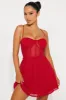 Gaia Glitter Mesh Mini Dress - Red sold by Fashion Nova