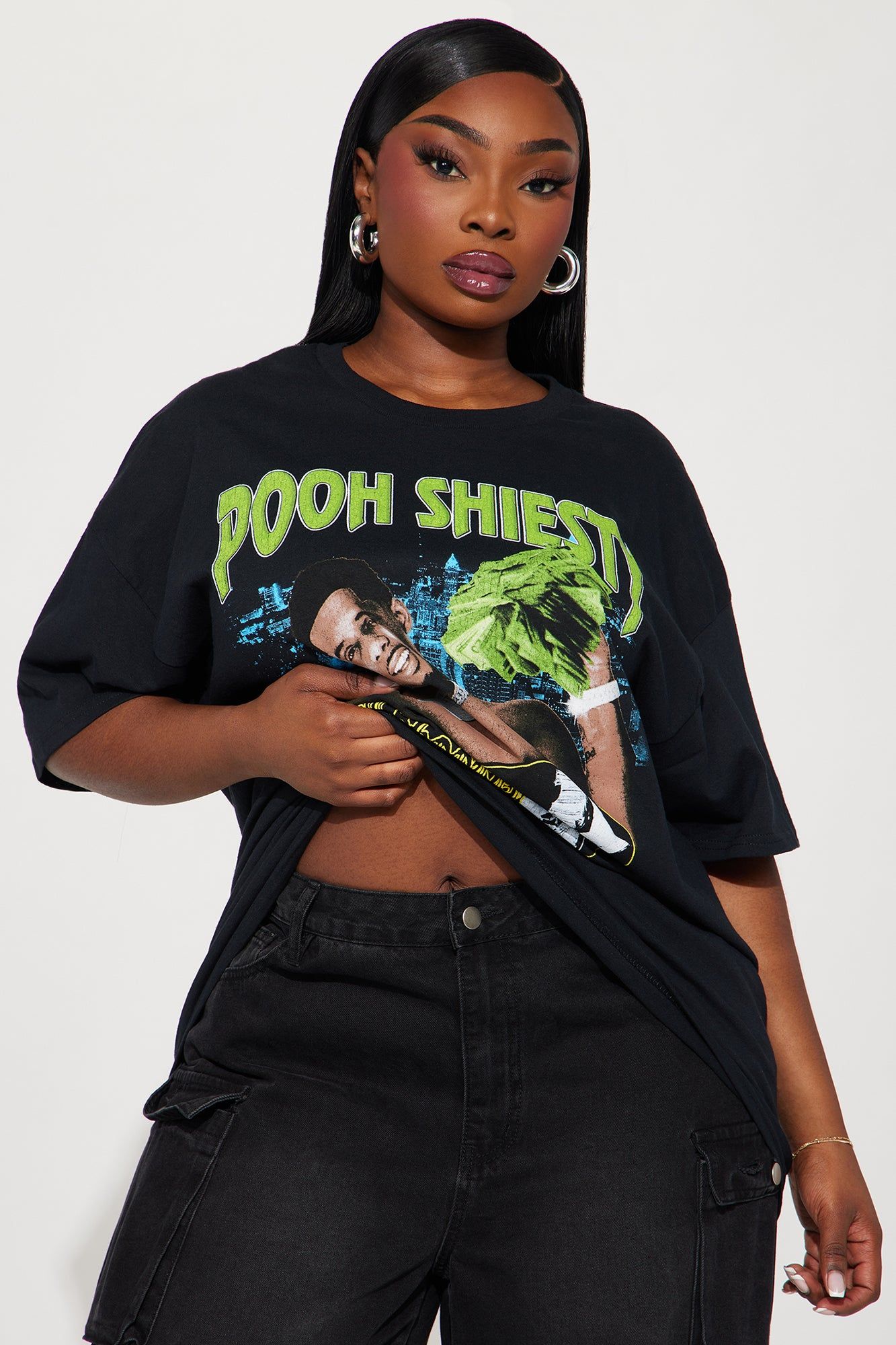 Pooh Shiesty Crew Neck Tee - Black Wash sold by Fashion Nova product image thumbnail 5