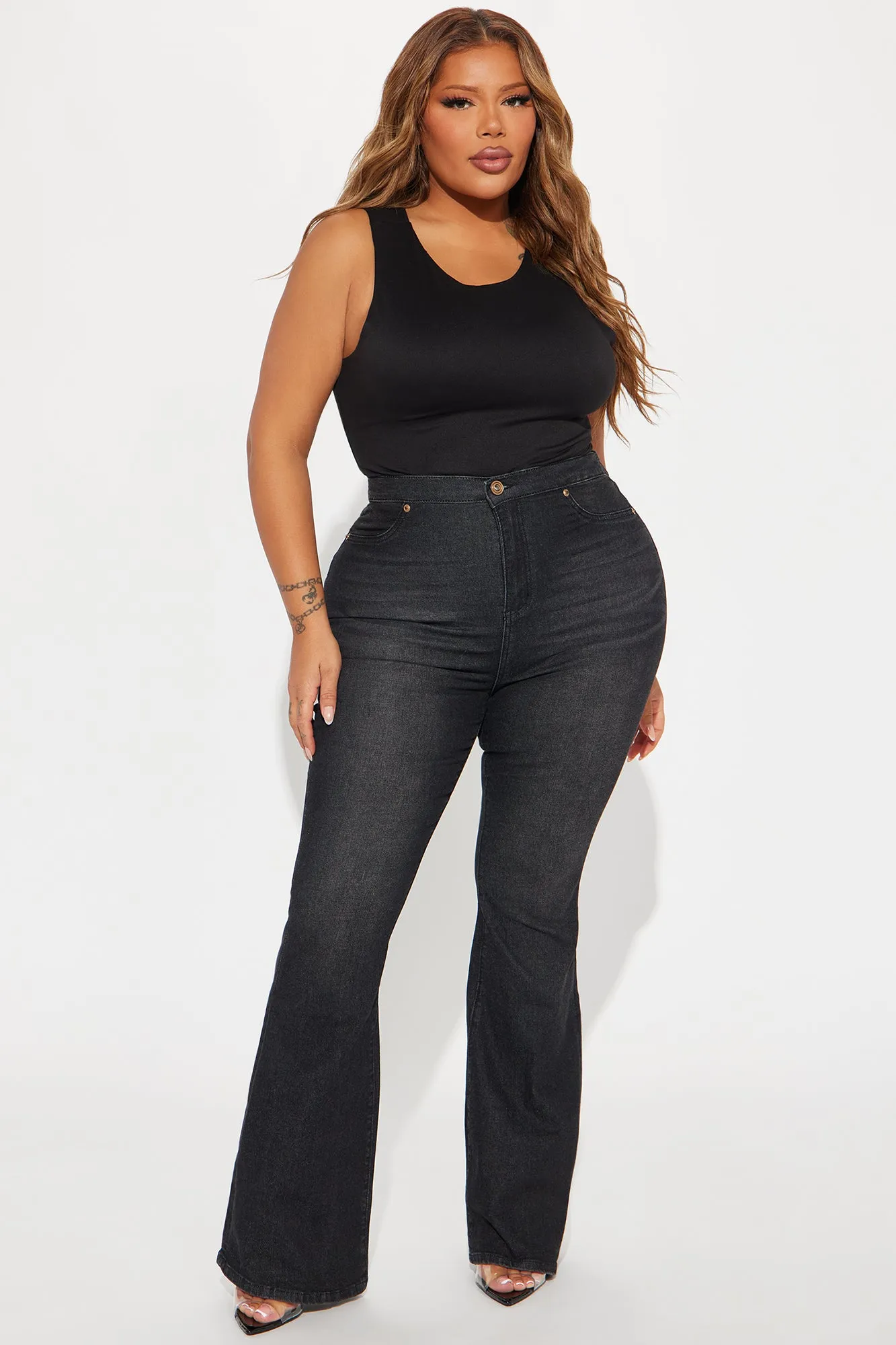 Get You Off My Mind Stretch Flare Jeans - Black sold by Fashion Nova product image thumbnail 4
