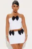 Bow Romantic Skirt Set - White/Black sold by Fashion Nova