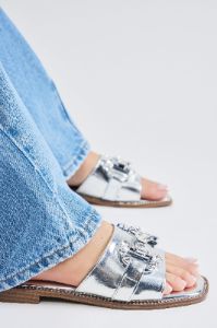 Jojo Flat Sandals - Silver sold by Fashion Nova