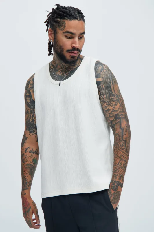 Cefalo Sweater Textured Relaxed Tank - Cream sold by Fashion Nova