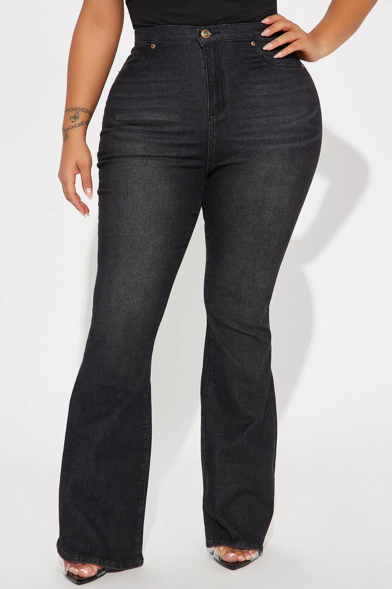 Get You Off My Mind Stretch Flare Jeans - Black sold by Fashion Nova product image thumbnail 5