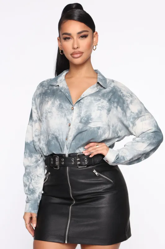 In The Mix Tie Dye Top - Green/Combo sold by Fashion Nova