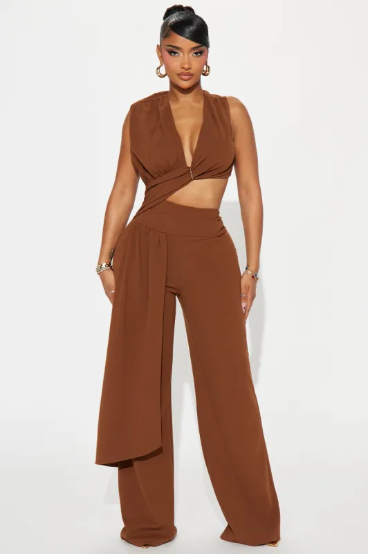 Living Luxe Jumpsuit - Chocolate sold by Fashion Nova