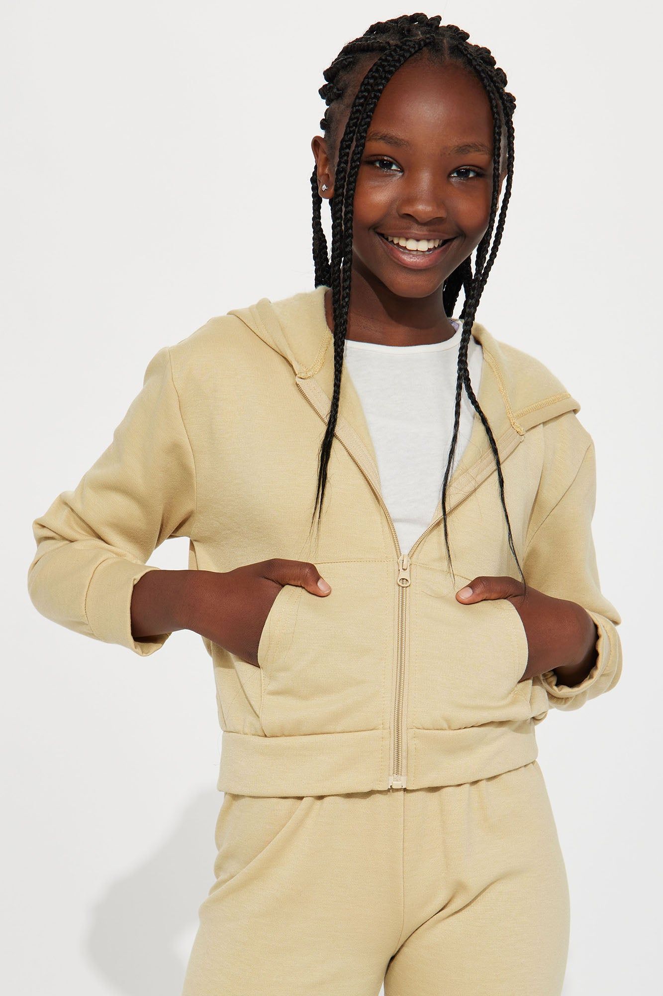 Mini Boujee Heart Fleece Jogger Set - Khaki sold by Fashion Nova product image thumbnail 2