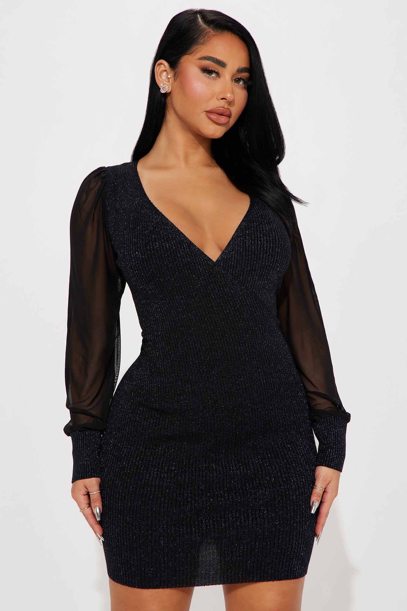 Stacy Sweater Mini Dress - Black sold by Fashion Nova