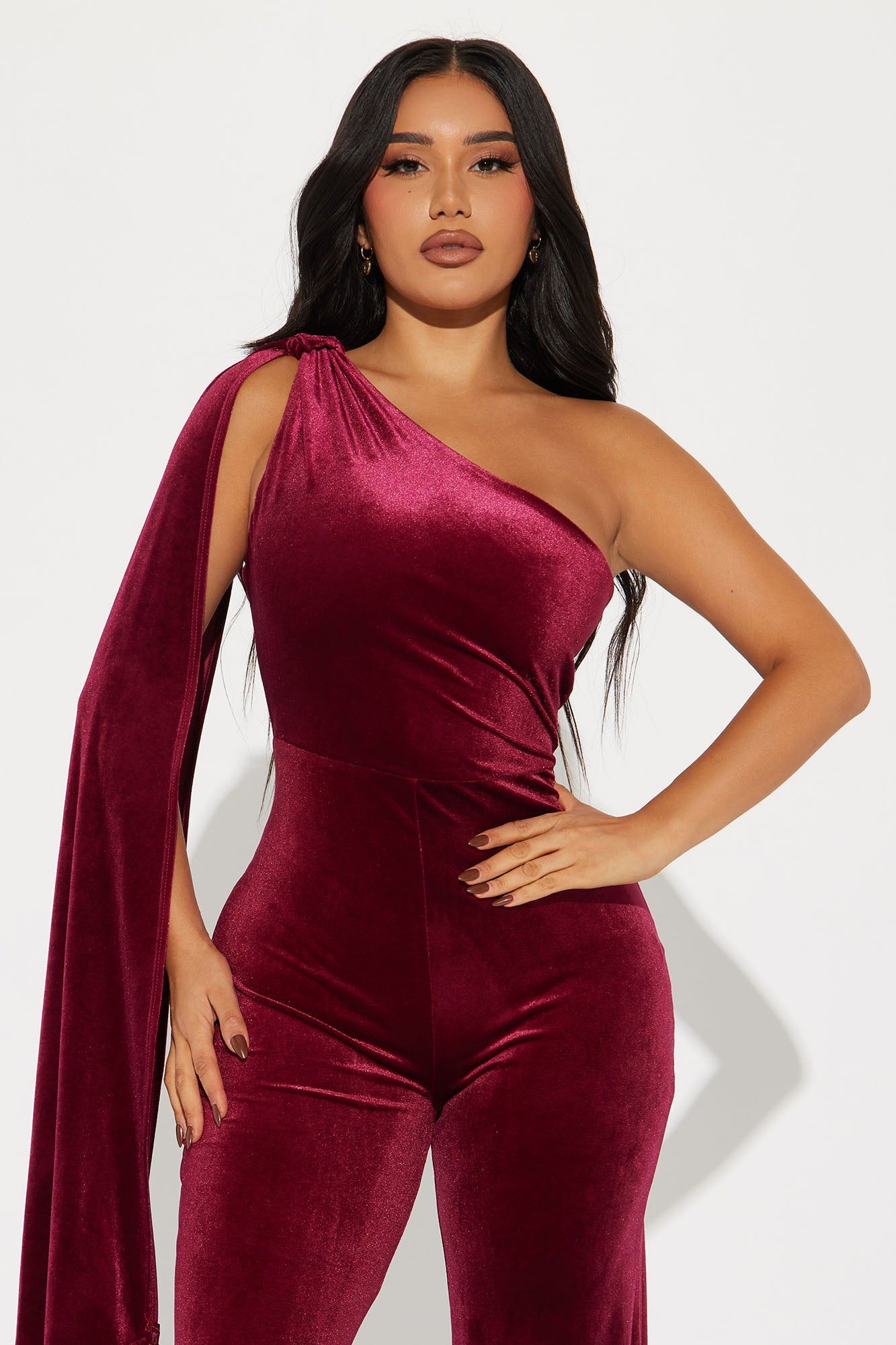 Fashion Fusion Velvet Jumpsuit - Burgundy sold by Fashion Nova product image thumbnail 3
