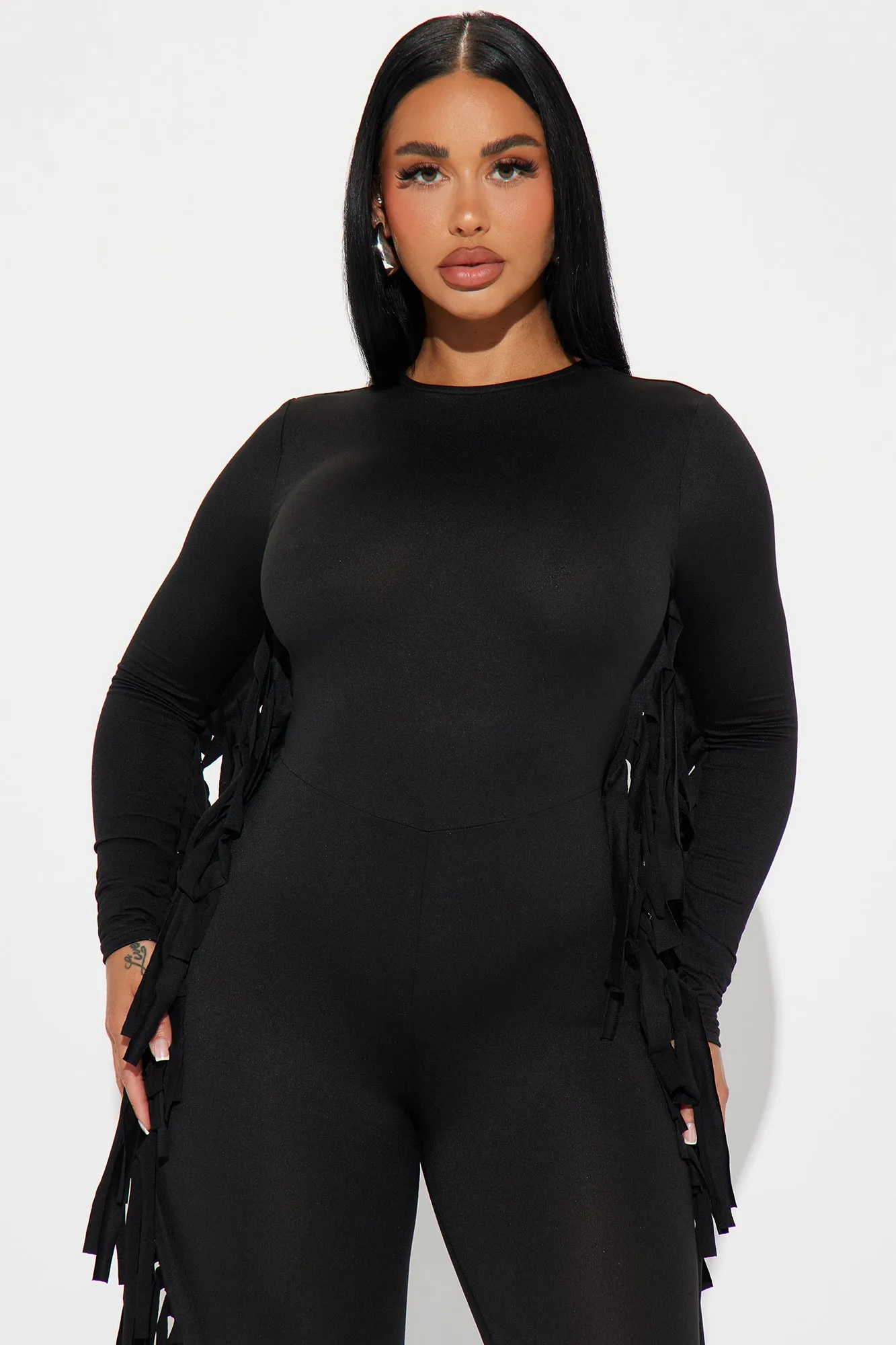Keeping Tabs Fringe Jumpsuit - Black sold by Fashion Nova product image thumbnail 2