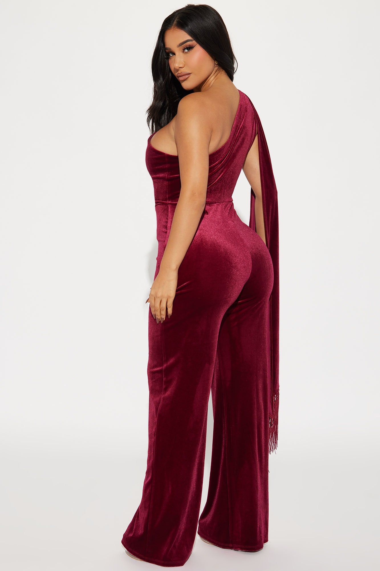 Fashion Fusion Velvet Jumpsuit - Burgundy sold by Fashion Nova product image thumbnail 4