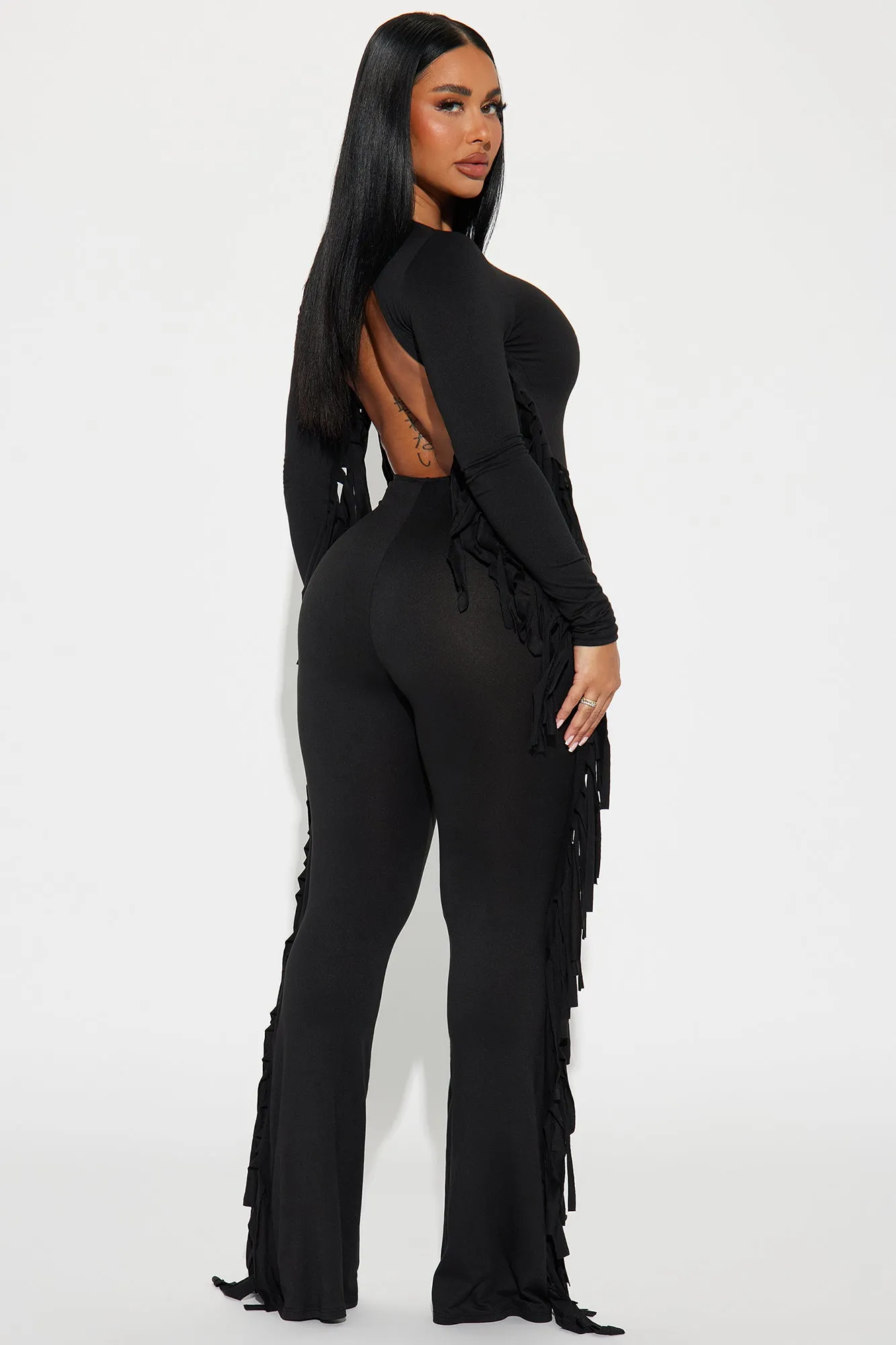Keeping Tabs Fringe Jumpsuit - Black sold by Fashion Nova product image thumbnail 3