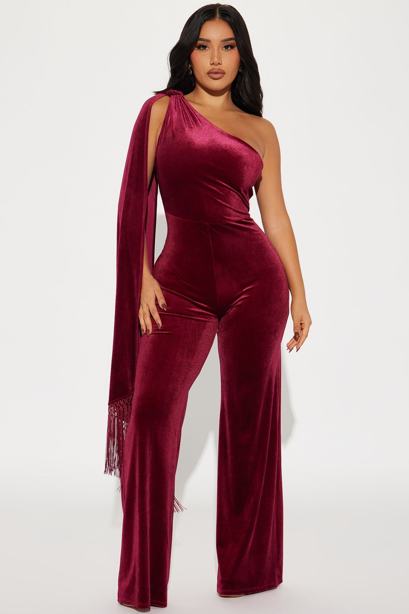 Fashion Fusion Velvet Jumpsuit - Burgundy sold by Fashion Nova product image thumbnail 2