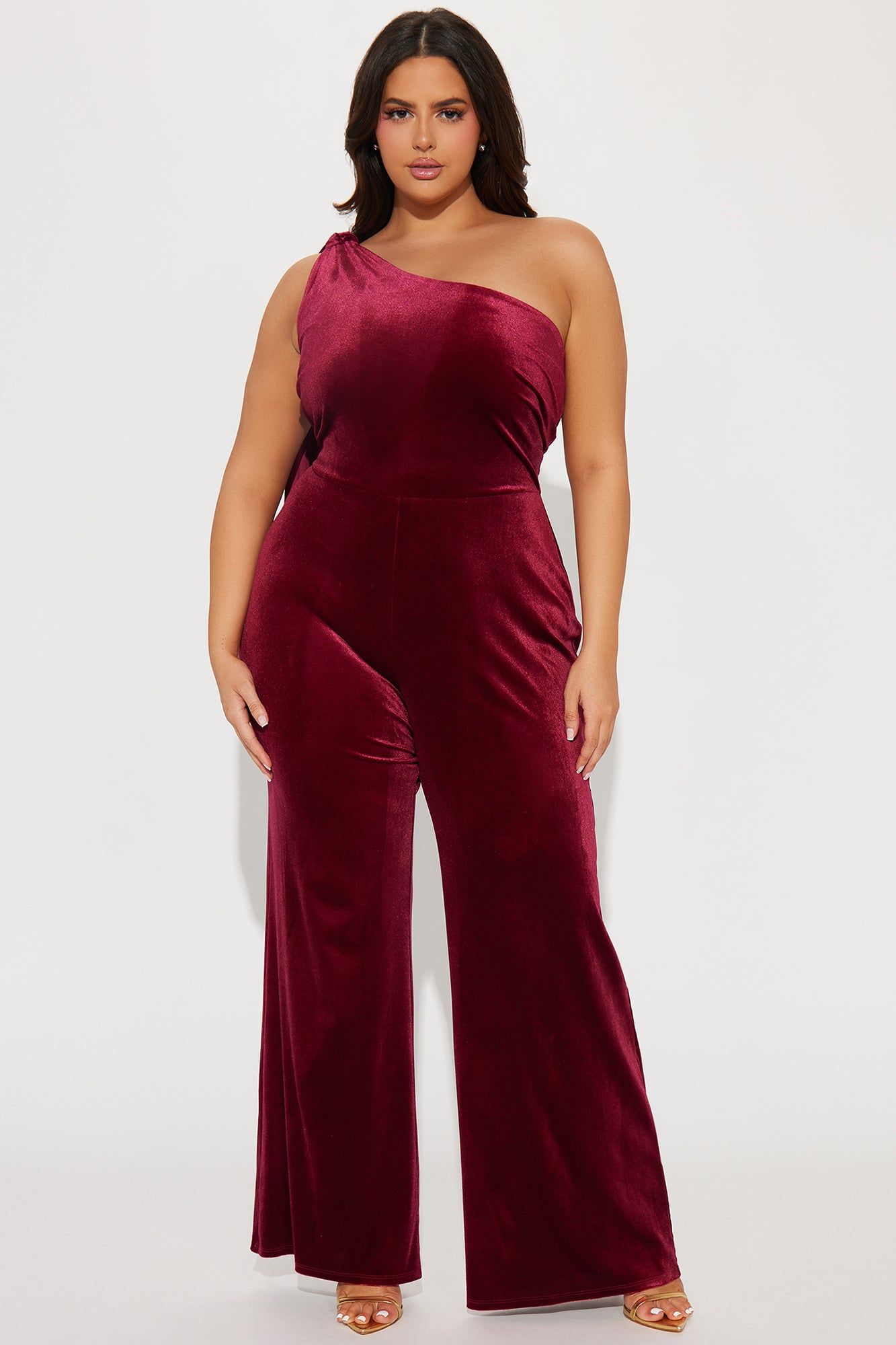 Fashion Fusion Velvet Jumpsuit - Burgundy sold by Fashion Nova product image thumbnail 5
