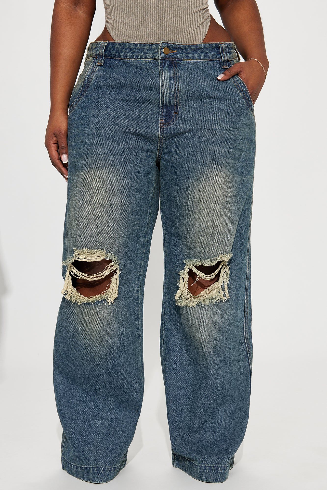 Drew Drop Waist Baggy Jeans - Dark Wash sold by Fashion Nova product image thumbnail 5