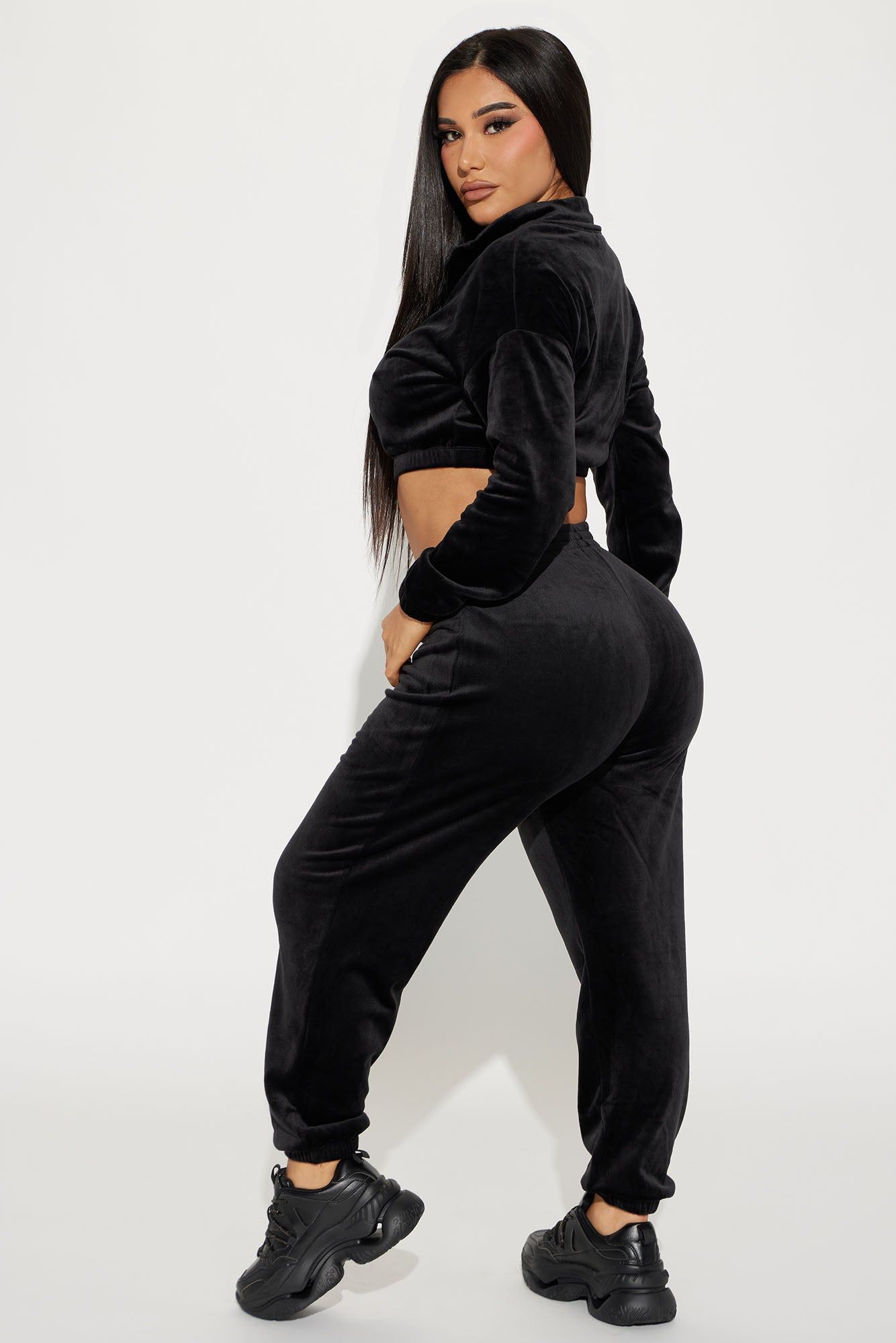 Soft Side Velour Jogger Set - Black sold by Fashion Nova product image thumbnail 3
