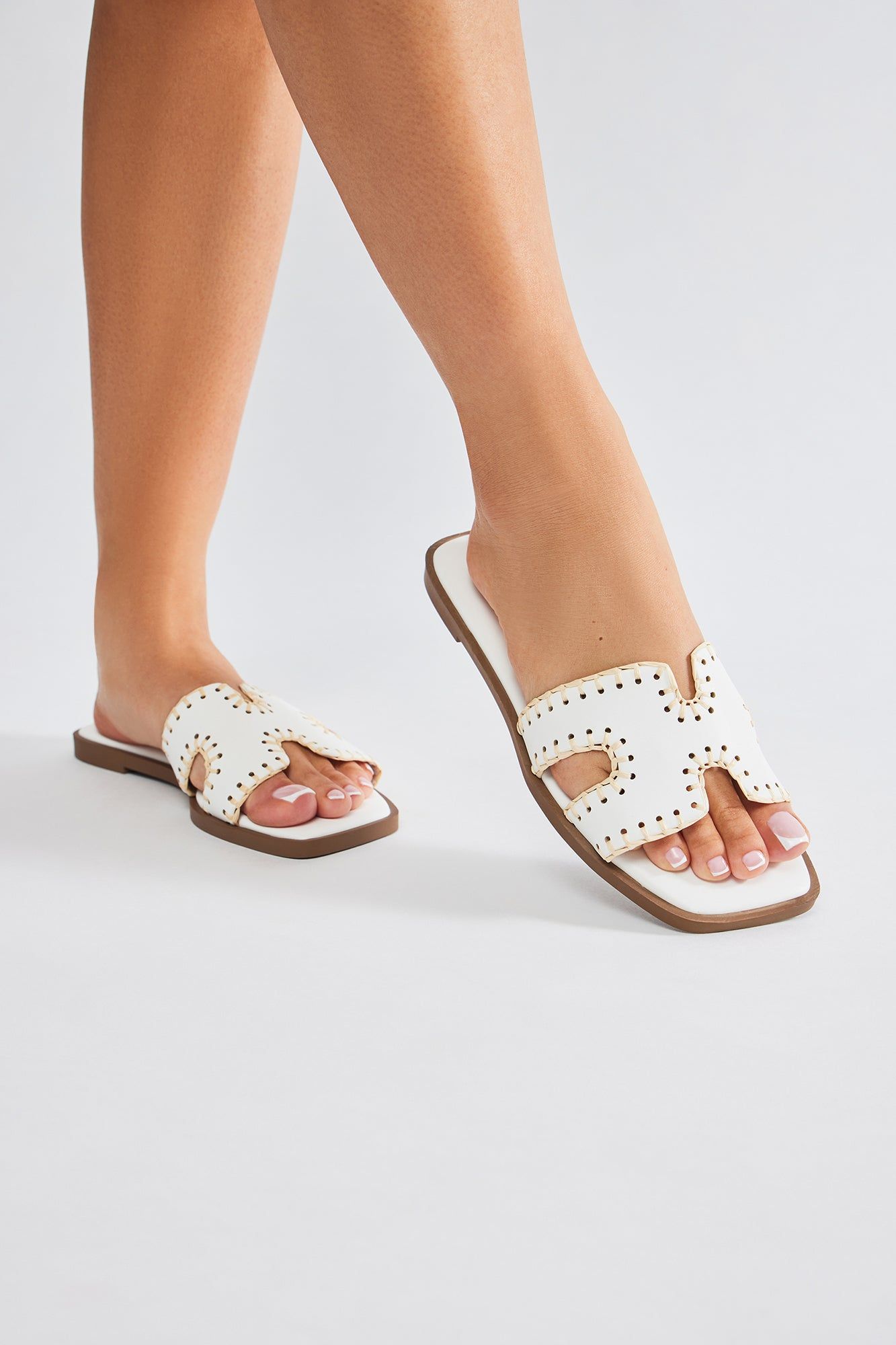 Joele Flat Sandals - White sold by Fashion Nova