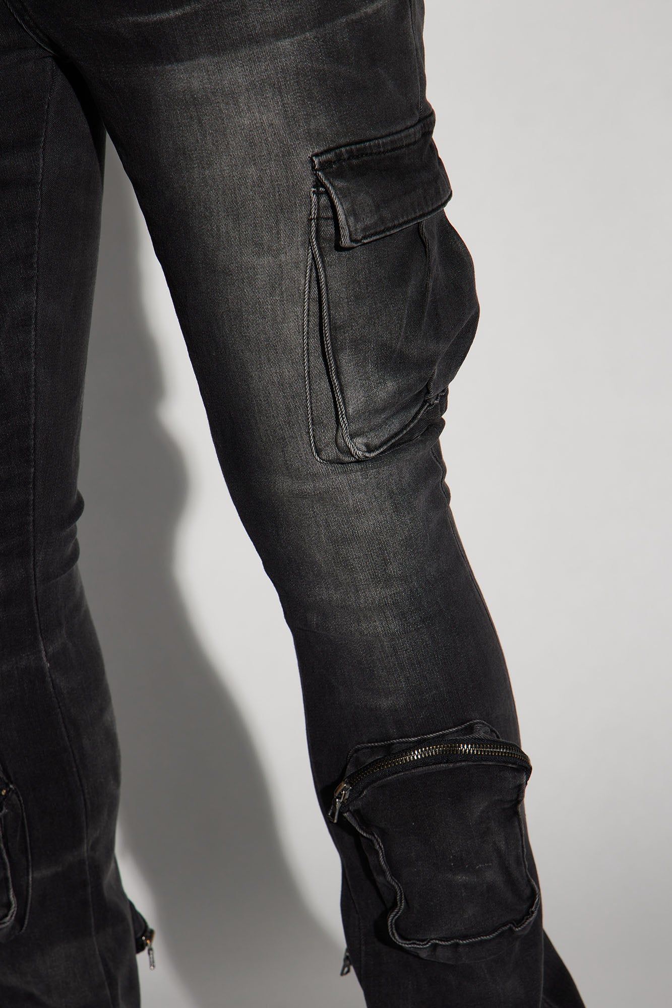 Upside Cargo Stacked Skinny Flare Jeans - Black sold by Fashion Nova product image thumbnail 4