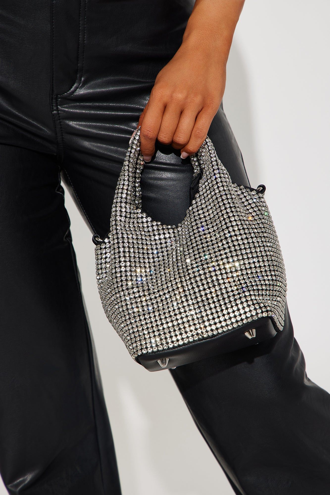 Let The Night Begin Bucket Bag - Black/Silver sold by Fashion Nova