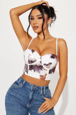 Mesh So Well Corset Top - White/combo sold by Fashion Nova