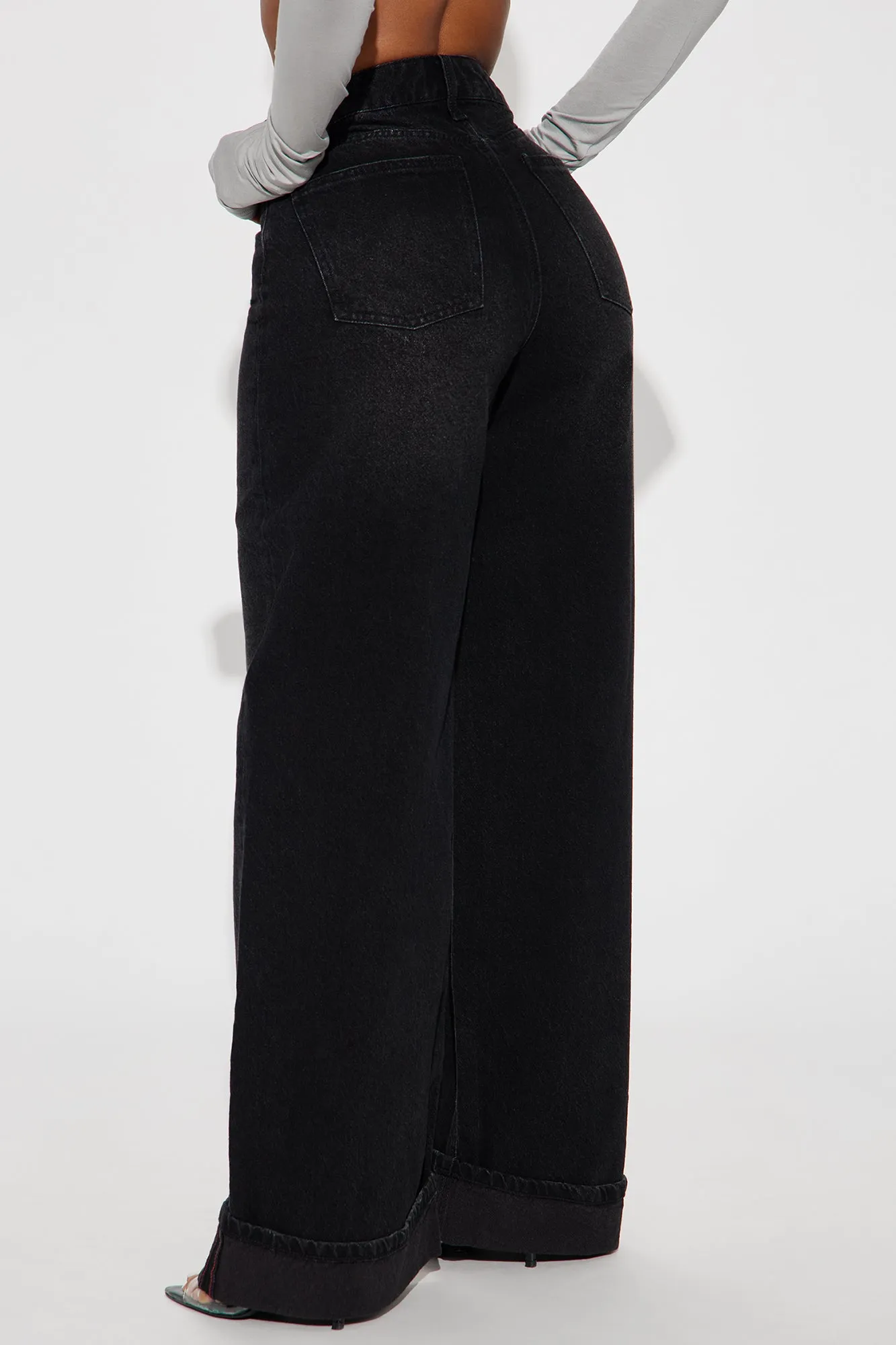 Anika Cuffed Wide Leg Jeans - Black Wash sold by Fashion Nova product image thumbnail 3