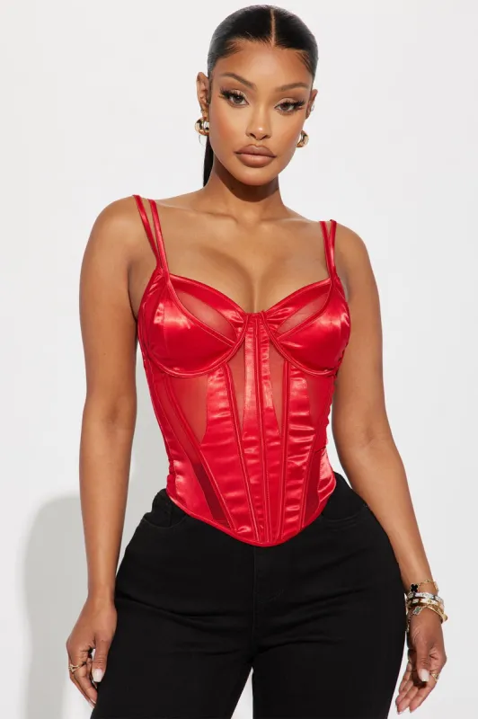 Saturday Sinner Corset Top - Red sold by Fashion Nova