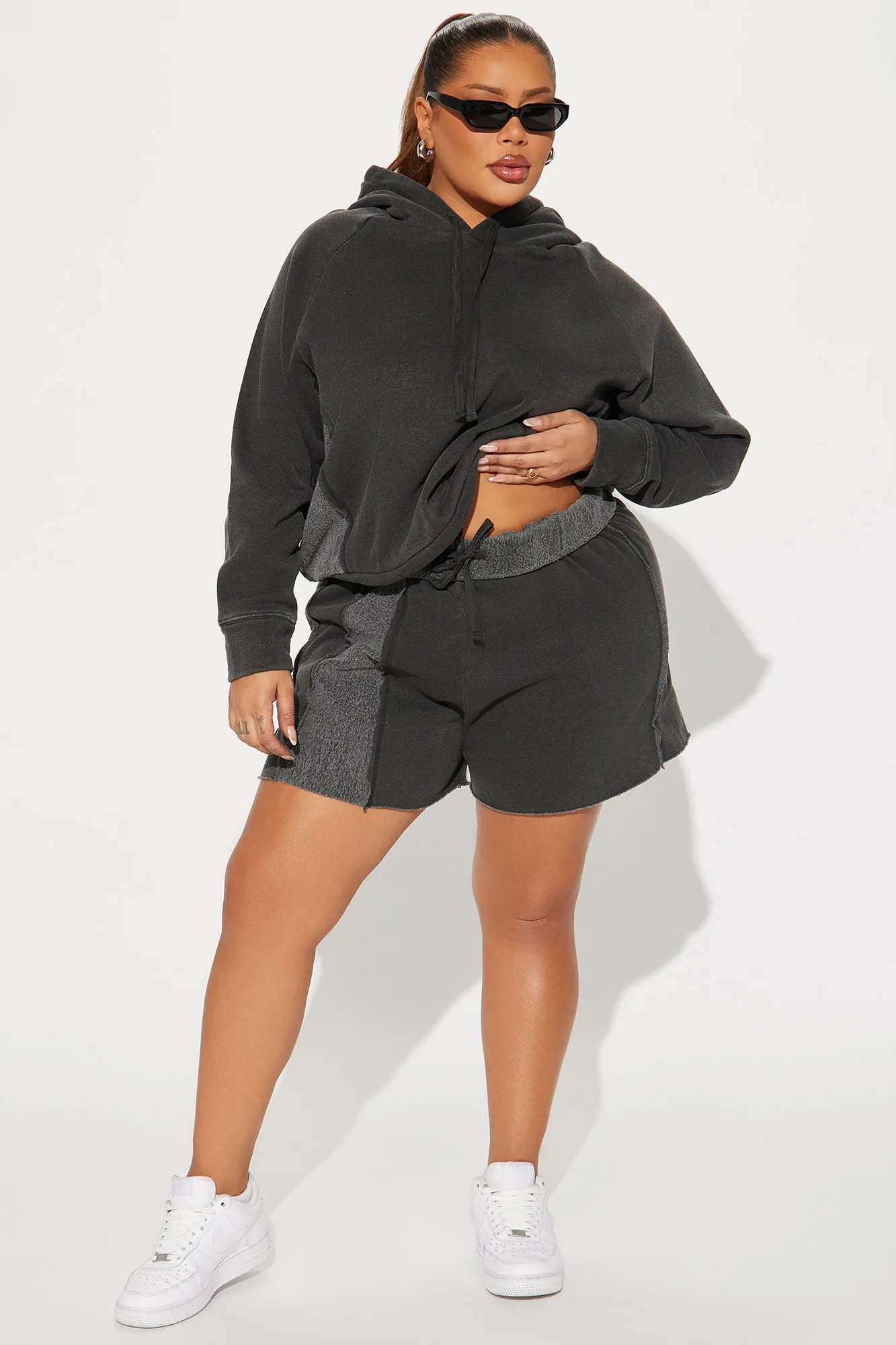 Just Lounging Fleece Short Set - Charcoal sold by Fashion Nova product image thumbnail 4