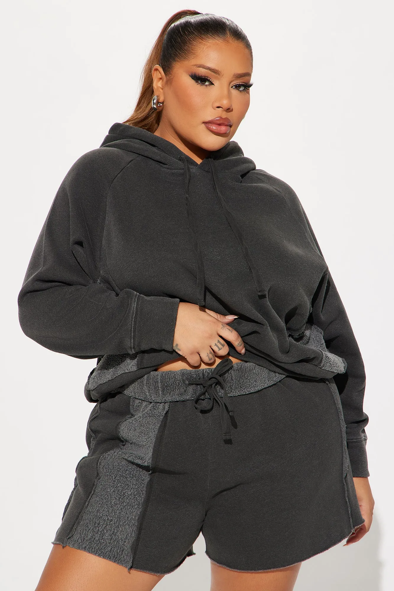 Just Lounging Fleece Short Set - Charcoal sold by Fashion Nova product image thumbnail 5