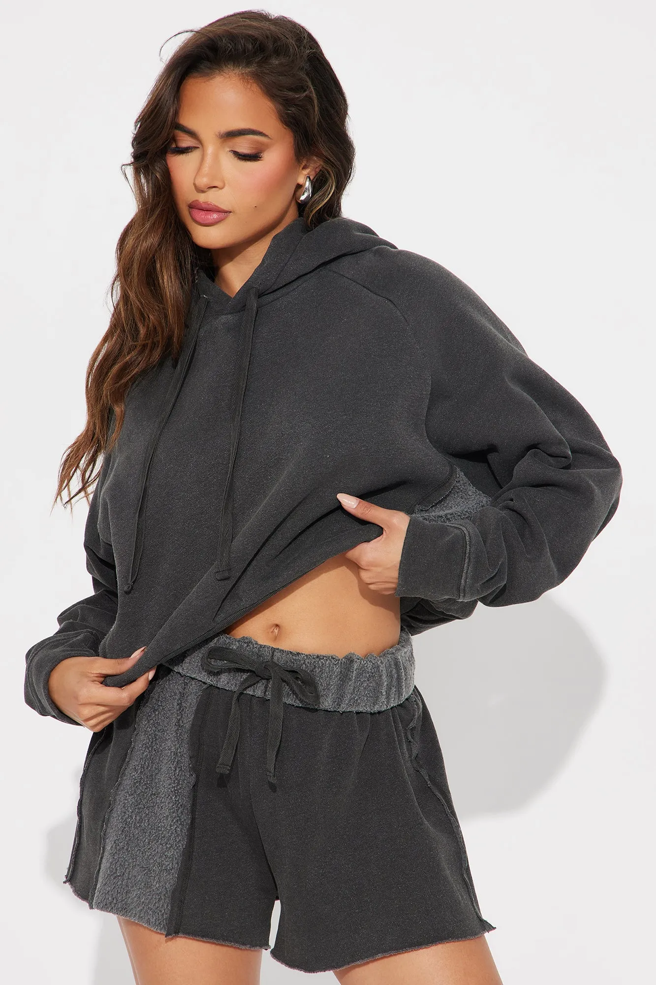 Just Lounging Fleece Short Set - Charcoal sold by Fashion Nova product image thumbnail 2