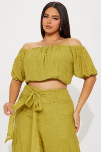 Take Me On A Vacay Pant Set - Chartreuse sold by Fashion Nova
